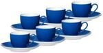 Ritzenhoff & Breker DOPPIO Espressotassen mit Untertassen 80 ml 6er Set Blau
