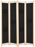 vidaXL 4-teiliger Raumteiler Schwarz 160 x 170 x 4 cm Stoff