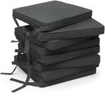 Beautissu 8er Set Loft SK Stuhlkissen 45x40 cm mit B&auml;ndern Rutschfest Anthrazit
