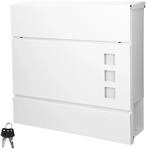 ECD Germany Briefkasten mit Zeitungsfach 37x10,5x36,5 cm in Wei&szlig; aus Stahl