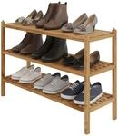 Relaxdays Schuhregal Walnussholz Natur Stapelbar 46 cm x 69 cm x 26 cm