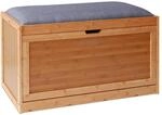 Relaxdays Schuhbank Bambus Natur Grau Gepolstert 80 cm x 49 cm x 30 cm 8,7 kg