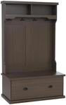 MCW Garderobe P27 4 Haken Staufach Ablage Melamin 163x100x47cm Walnuss-Optik