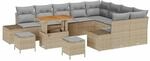vidaXL Garten-Sofa-Set mit Speicher 12-Tlg Beige Poly Rattan 3362827