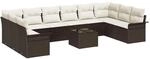 vidaXL Garten-Sofa-Set mit Kissen 11-Tlg Braun Poly Rattan 3345548