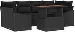 vidaXL Garten-Sofa-Set mit Speicher 7-Tlg Schwarz Poly Rattan 3358529