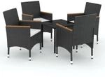 vidaXL 5-Tlg Garten-Essgruppe mit Kissen Schwarz 3099330