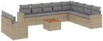 vidaXL 11-Tlg Garten-Sofagarnitur mit Kissen Beige Poly Rattan 3224197