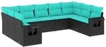 vidaXL 9-Tlg Gartensofa-Set mit Kissen Schwarz Polyrattan 3220596