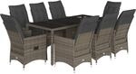 vidaXL 9-Tlg Garten-Essgruppe mit Kissen Grau Poly Rattan 3276743