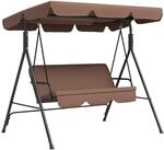 Outsunny 3-Sitzer Hollywoodschaukel mit Anti-Rutsch-F&uuml;&szlig;en 172 x 110 x 153 cm Braun