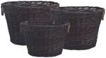 vidaXL 3-Tlg Brennholzkorb-Set Stapelbar Dunkelbraun Weide 286986