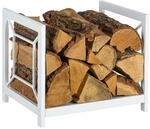 Relaxdays Kaminholzregal Eisen Wei&szlig; Platzsparend 36 cm x 43 cm x 35,5 cm 3 kg