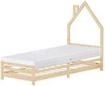 ML-Design Kinderbett Haus 90x200 cm mit Matratze H16 cm Natur Holz