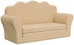 vidaXL Kinder-Schlafsofa 2-Sitzer Creme Weicher Pl&uuml;sch 357061
