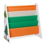 Relaxdays Kinderb&uuml;cherregal Spanplatte Vliesstoff Eisen Bunt 60 cm x 62,5 cm x 28 cm