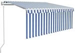 vidaXL Markise Automatisch mit Rollo LED Windsensor 3,5x2,5m Blau Wei&szlig; 3069291