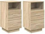 vidaXL Nachttische 2 Stk, mit 2 Schubladen Sonoma-Eiche 36x36x68 cm 858583