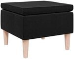 vidaXL Hocker mit Holzbeinen Schwarz Stoff 329448