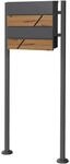 ML-Design Standbriefkasten Anthrazit-Holzoptik mit Zeitungsfach Pfosten 120 cm