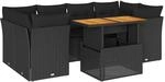 vidaXL 7-Tlg Garten-Sofagarnitur mit Kissen Schwarz Poly Rattan 3326890