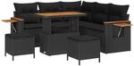 vidaXL Gartensofa-Set mit Kissen 9 Stk Schwarz Poly-Rattan 3365124