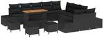 vidaXL Gartensofa-Set mit Kissen 14 Stk Schwarz Poly Rattan 3364799