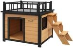 PawHut Hundeh&uuml;tte mit Balkon 121 x 77 x 78 cm