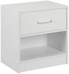 Relaxdays Nachttisch Spanplatte Wei&szlig; mit Schublade 41,5 cm x 39 cm x 31 cm 6 kg