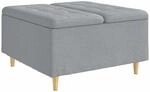 vidaXL Aufbewahrungsottomane mit Kissen Hellgrau 80 x 80 x 45 cm Stoff 876833