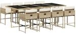 vidaXL 9-Tlg Garten-Essgruppe mit Kissen Beige Poly Rattan 3211282
