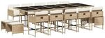 vidaXL 15-Tlg Garten-Essgruppe mit Kissen Beige Poly Rattan 3211354