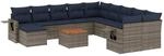 vidaXL 12-Tlg Gartensofa-Set mit Kissen Grau Polyrattan 3224864