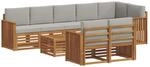 vidaXL Sofagarnituren 9 Tlg Natur und Hellgrau Massivholz Akazie 3375046