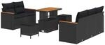vidaXL Gartensofa-Set mit Kissen 10 Stk Schwarz Poly-Rattan 3364939