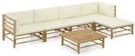 vidaXL 6-Tlg Garten-Lounge-Set mit Cremewei&szlig;en Kissen Bambus 3058237