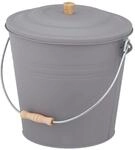 Relaxdays Ascheeimer Stahl Grau Mit Deckel und Henkel 32 x 35,5 x 33 cm 1,2 kg