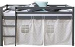 Homestyle4u Hochbett 90x200 mit Vorhang in Grau Sterne 1875