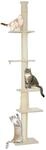PawHut Kratzbaum Spanplatte Polyester Cremewei&szlig; 42,5L x 26,5B x 225-275H cm
