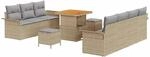 vidaXL Garten-Sofa-Set H&ouml;henverstellbar 10-Tlg Beige Poly Rattan 3362097