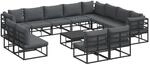 vidaXL Garten-Sofa-Set mit Kissen 13-Tlg Schwarz Aluminium 3378929