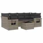 vidaXL 7-Tlg Garten-Sofagarnitur mit Kissen Grau Poly Rattan 3219919