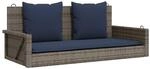 vidaXL Schaukelbank mit Kissen Grau 119x56x48 cm Poly Rattan 365633