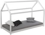 Homestyle4u Hausbett 90 x 200 cm mit Lattenrost und Matratze in Wei&szlig; 2071