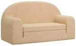 vidaXL Kinder-Schlafsofa 2-Sitzer Creme Weicher Pl&uuml;sch 357025