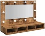 vidaXL Spiegelschrank mit LED Altholz 90x31,5x62 cm 857005