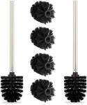 Relaxdays Toilettenb&uuml;rste 2er Set Kunststoff Edelstahl Schwarz Abnehmbar mit 4