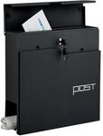 Relaxdays Wandbriefkasten Eisen Schwarz Abschlie&szlig;bar mit Zeitungsfach 38 cm x...