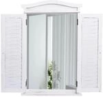MCW Wandspiegel mit Fensterl&auml;den Shabby Wei&szlig;