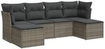 vidaXL 6-Tlg Garten-Sofagarnitur mit Kissen Grau Poly Rattan 3249849